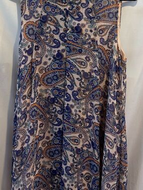 BCBGeneration Blue and Orange Paisley Chiffon Sleeveless‎ Mini Dress